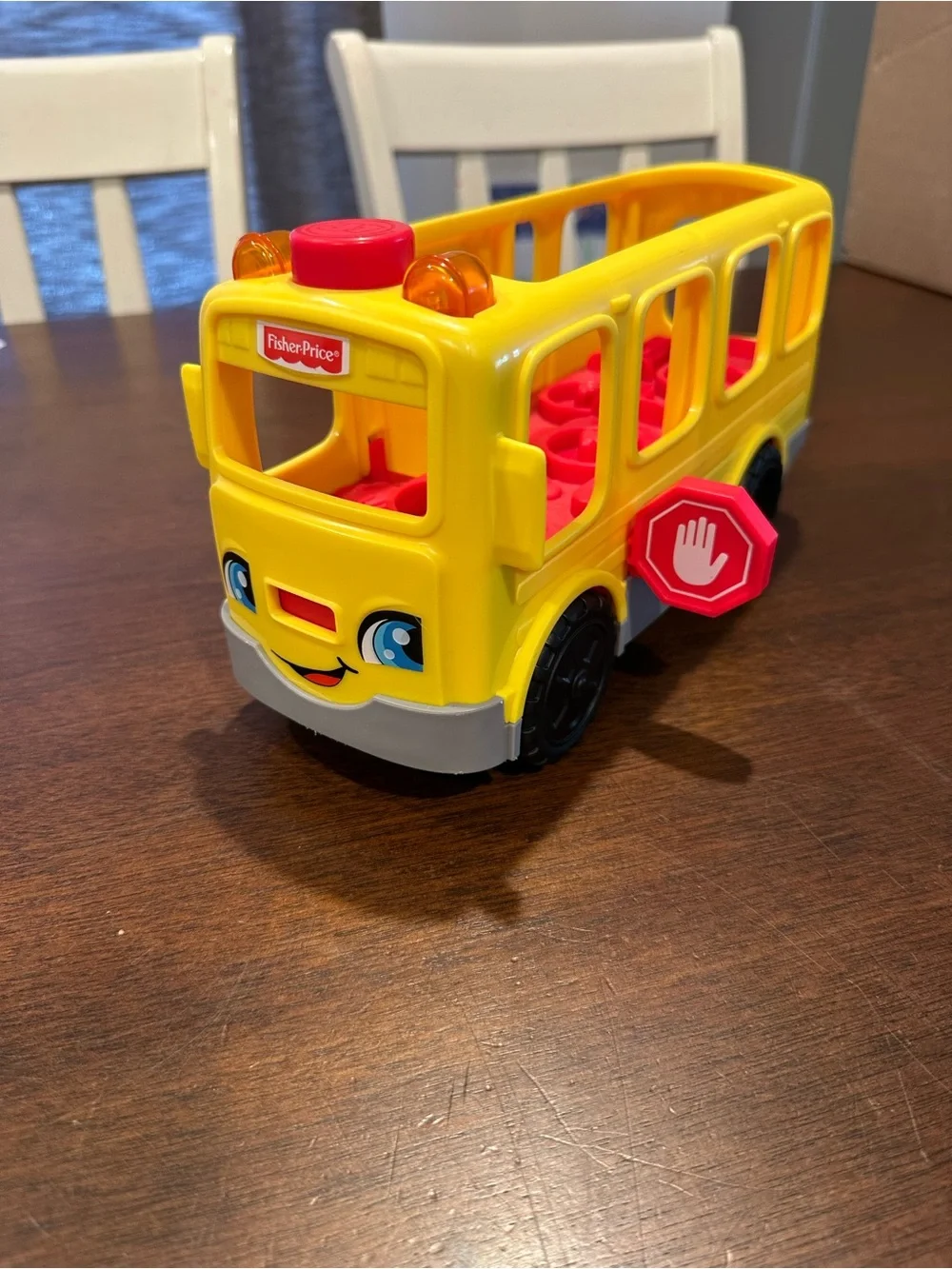 Fisher-Price Yellow and Red Smiling School Bus Toy